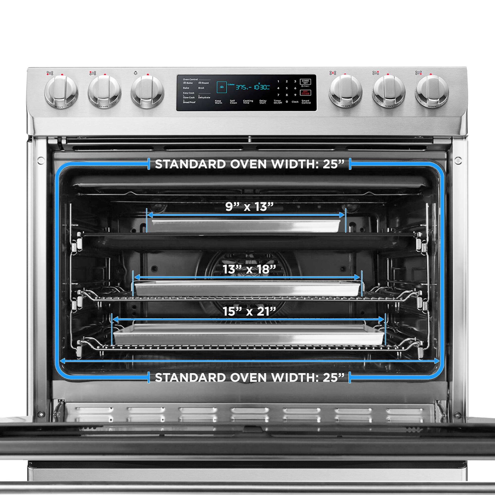 M - - - i - - - n - : 375.- 305.-030 - d - -d - - AOO A - 83 1 8 STANDARD OVEN WIDTH: 25"  
9" x 13"  
13" x 18"  
15" x 21"  
STANDARD OVEN WIDTH: 25"
