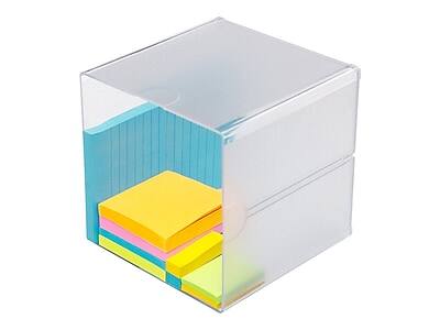 Alt View 4. Deflecto - Deflect-O Cube 1 Compartment Stackable Plastic Compartment Storage, Clear (350401) - Clear.