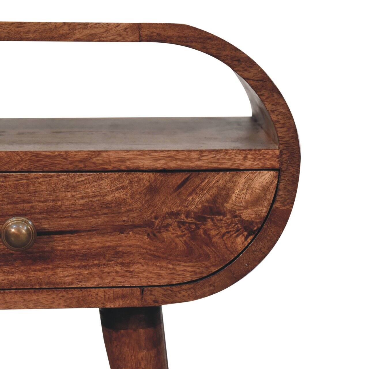 Back. Artisan Furniture - Artisan Furniture Solid Wood Honey Caramel Circular Bedside with 1 Drawer, 1 Open Slot, Dark Brown - Caramel.