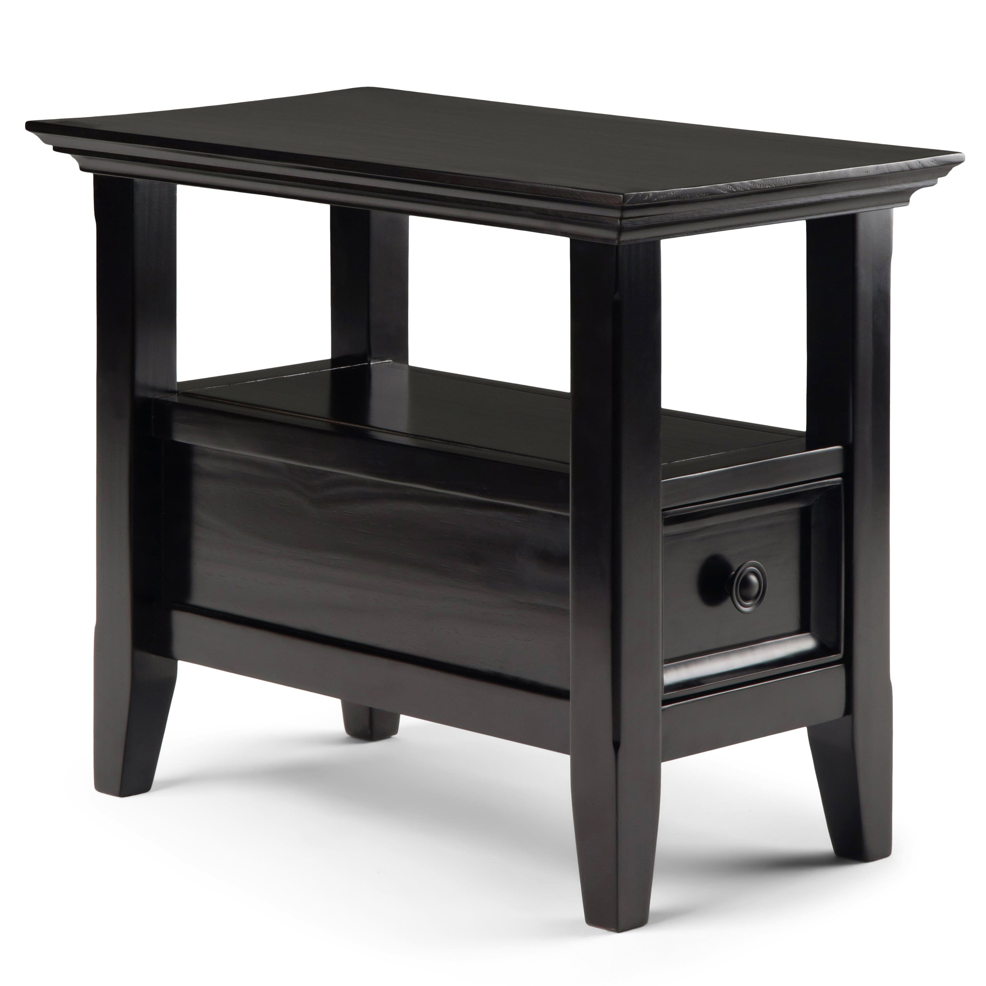 Front. Simpli Home - Amherst Narrow Side Table - Hickory Brown.