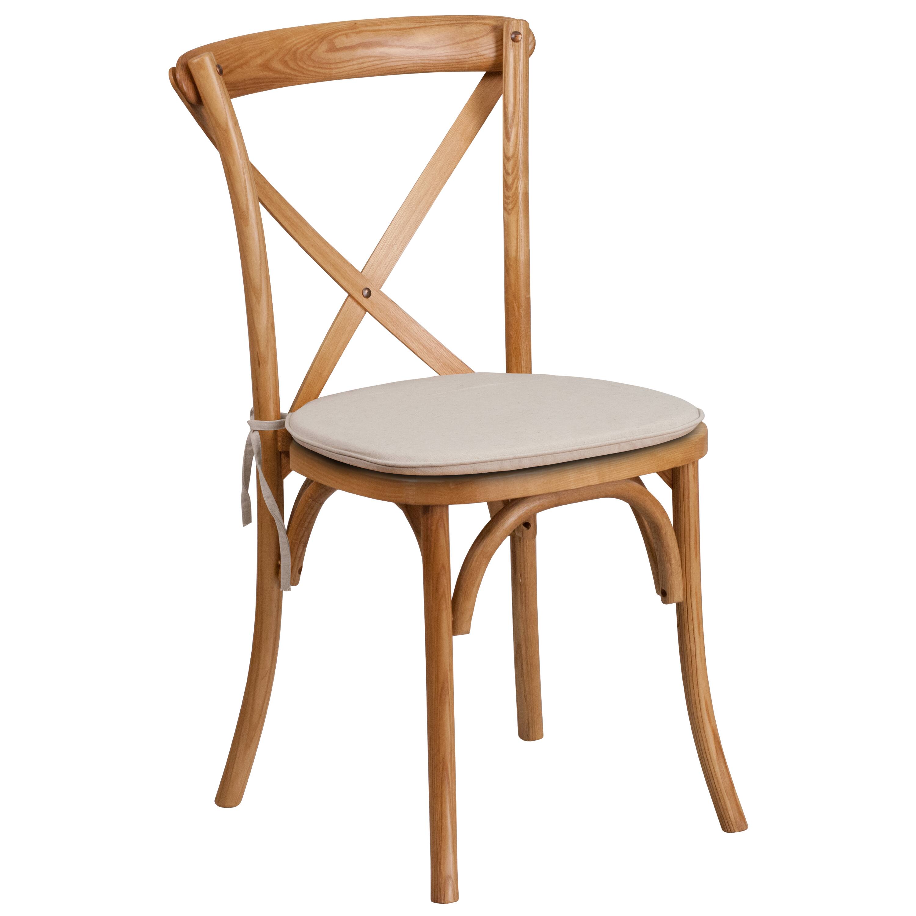 Alt View 1. Emma + Oliver - Stackable Wood Cross Back Dining Chair with Cushion - Oak.