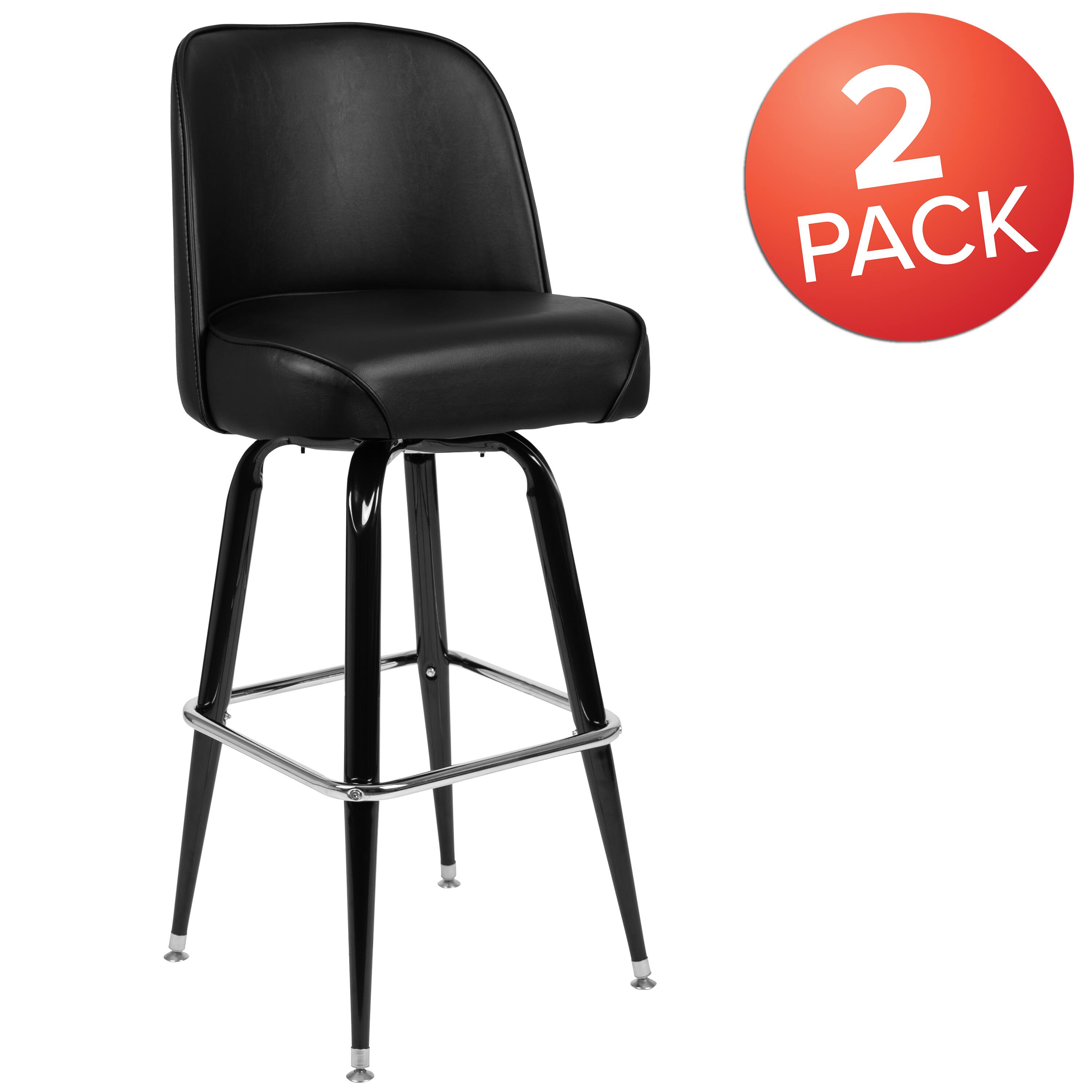 Alt View 1. Emma + Oliver - 2 Pack Metal Barstool with Swivel Bucket Seat - Black.