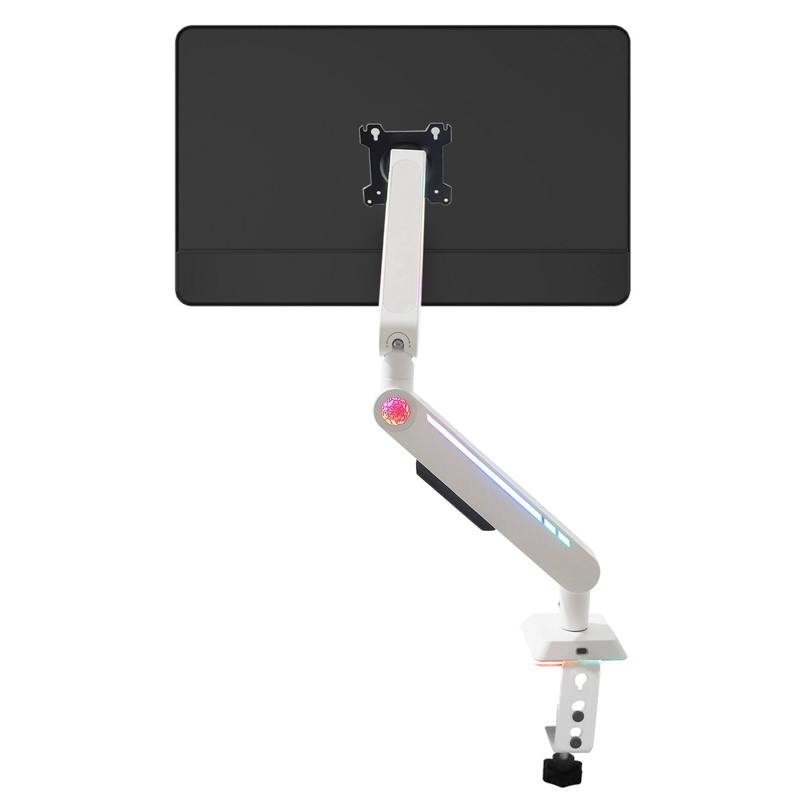 Left. Topteng - Gaming Monitor Arm for 17"-32" Screens – RGB Lighting, 19.8 lbs Capacity, Full Motion Adjustment, Fit for Gaming Setup - White.
