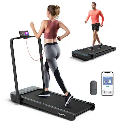 Front. Kadyn - 2 in 1 Folding Treadmill with 300 LBS Capacity and Remote Control for Home-Black - Black.