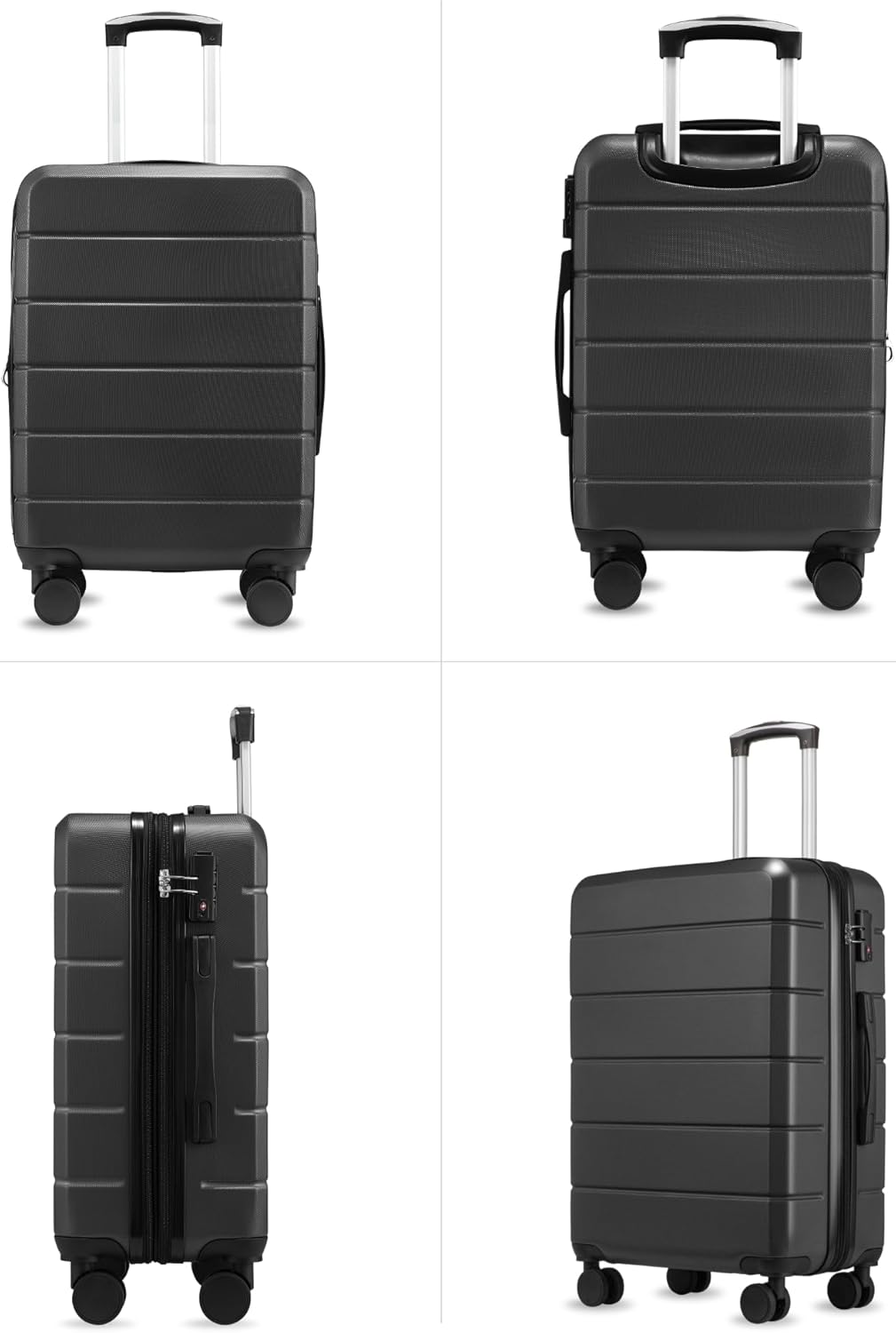 Alt View 6. LUGGEX - LUGGEX 20 Inch Carry On Luggage Airline Approved, ABS Hardside Suitcase with Spinner Wheels and TSA Lock - Lite-YY - Black.