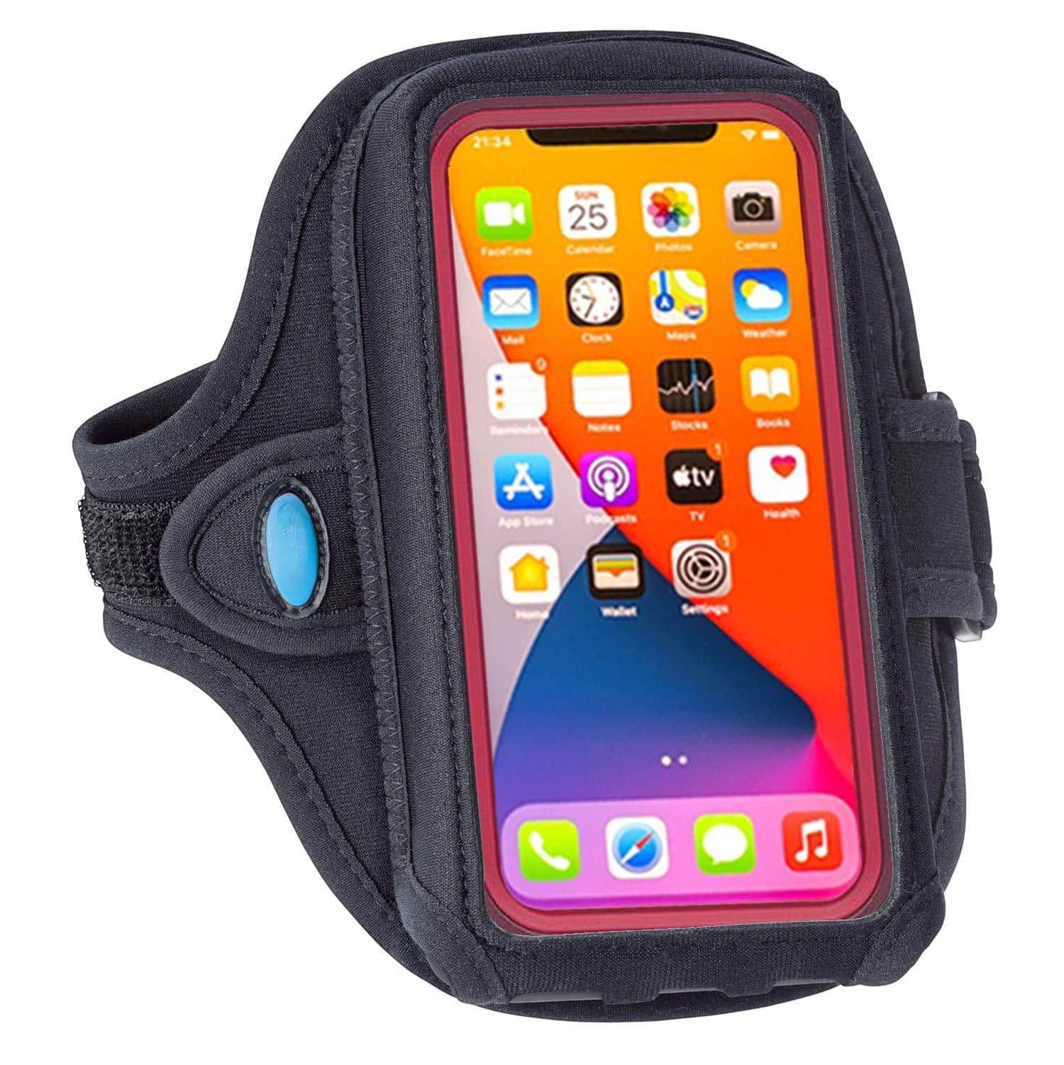 PO3TICJUNKI3 - Ab92ex3 Running Armband For 16 15 14 13 Pro Max Plus Galaxy Ultra plus note Fits Phone With Case Holder - Black
