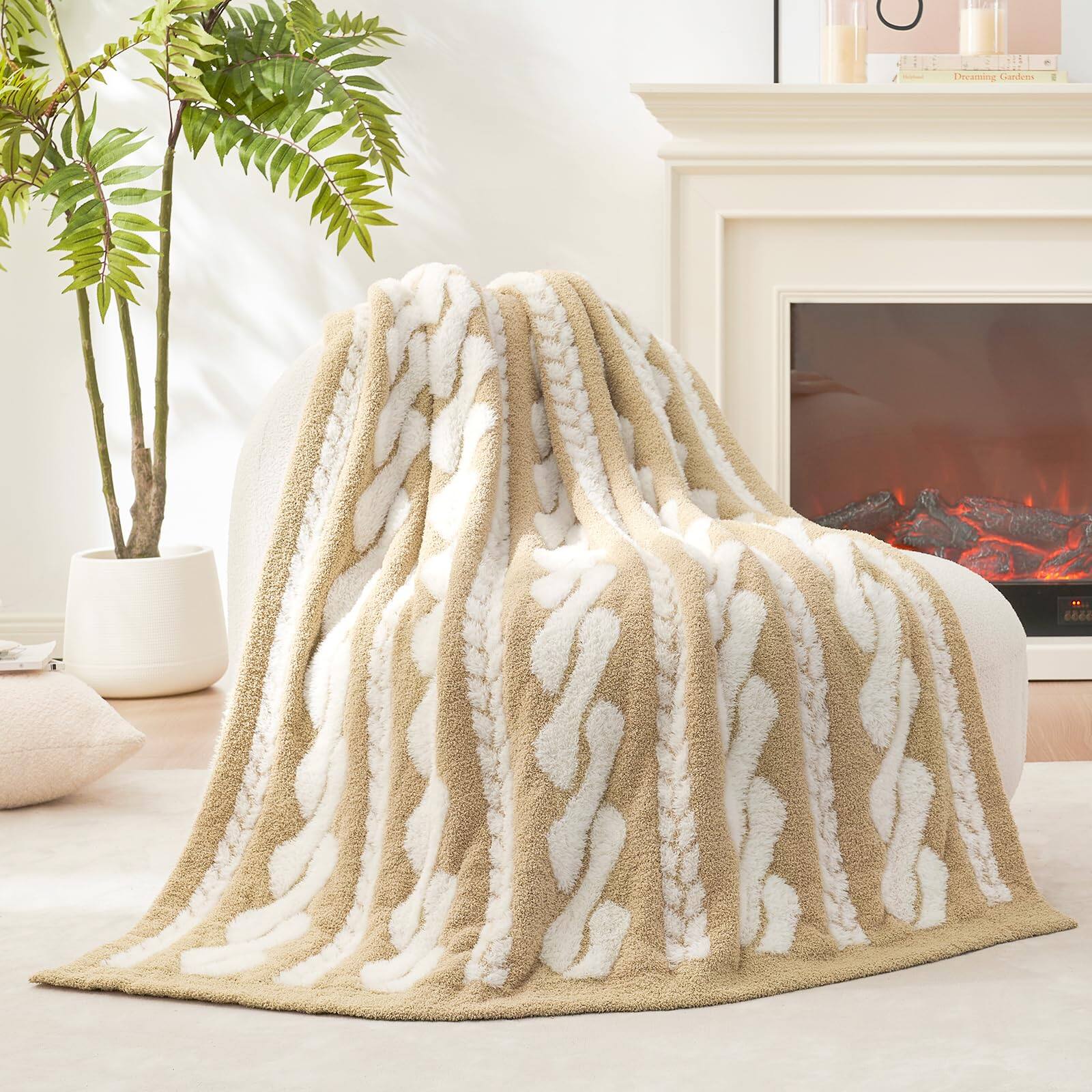 Textured Cable Beige-Throw(50" x 60")