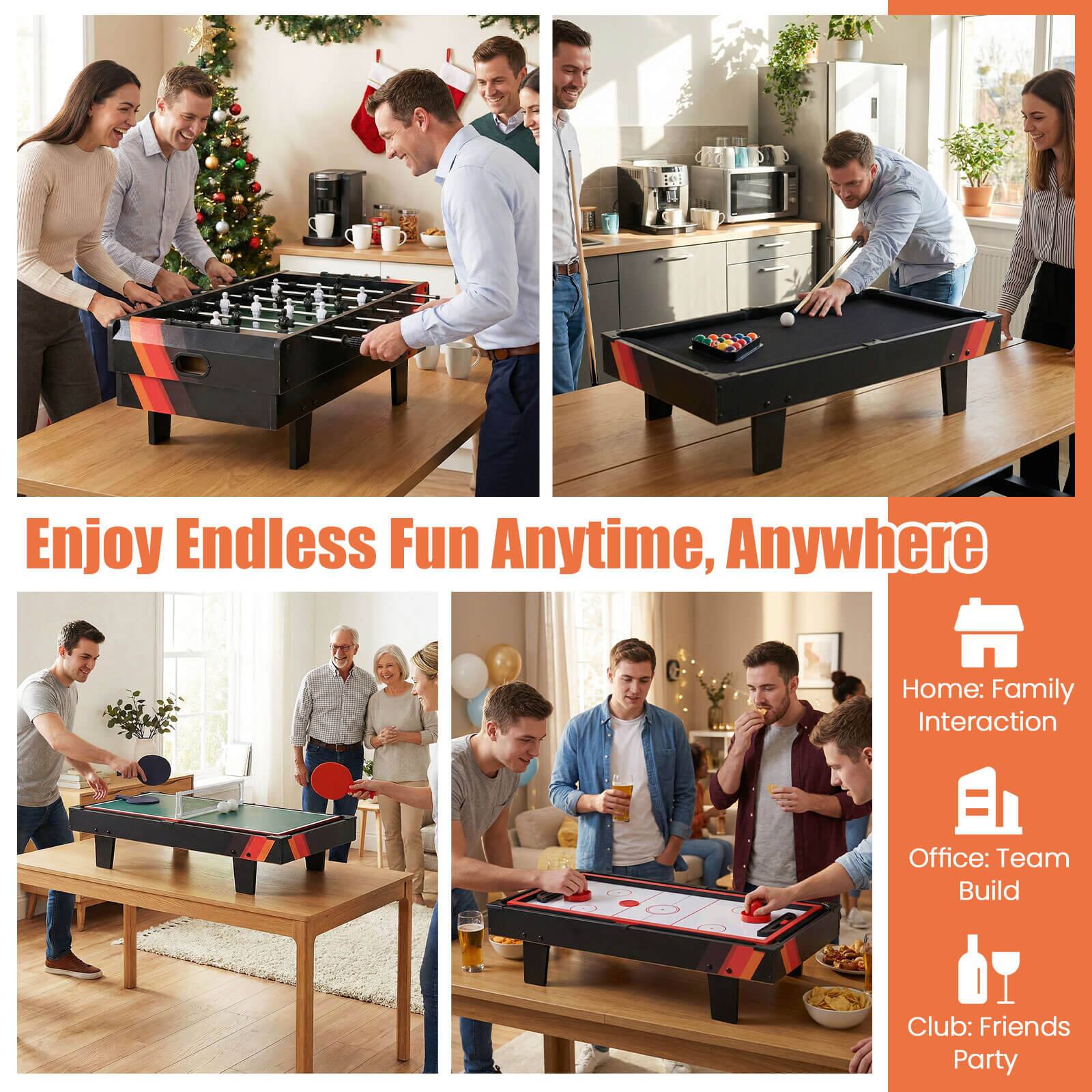 Costway 4 in 1 Multi Game Table with Stackable Tabletops of