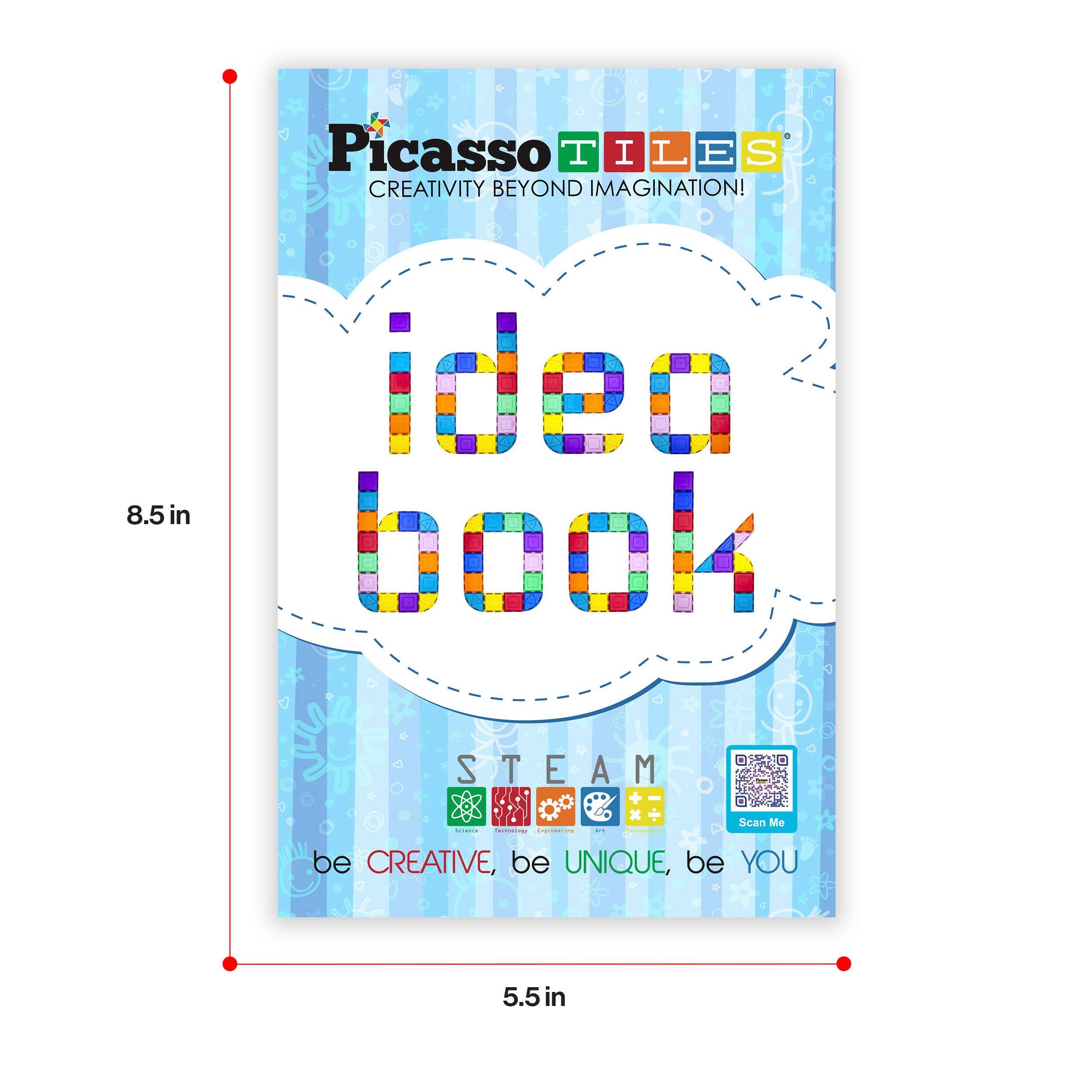 Picasso TILES CREATIVITY BEYOND IMAGINATION! 8.5 in idea book STEAM be CREATIVE, be UNIQUE, be YOU 5.5 in Scan Me