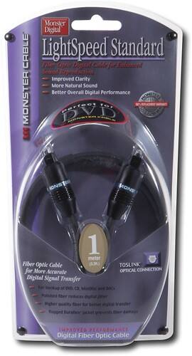 Front Standard. Monster Cable - 3.3' Digital Fiber-Optic Cable - Black.