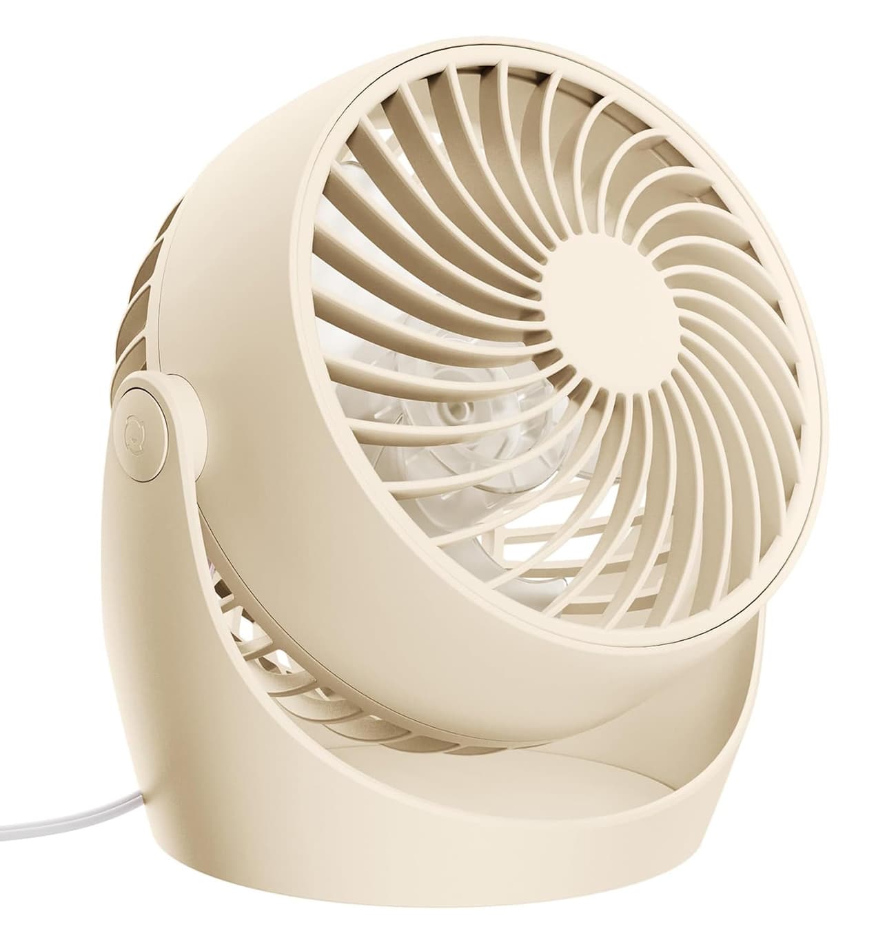 Front. FINEAK - 5-Inch Portable Desk Fan | 3 Speeds 360° Tilt | Home/Office/Dorm Essential (Beige).