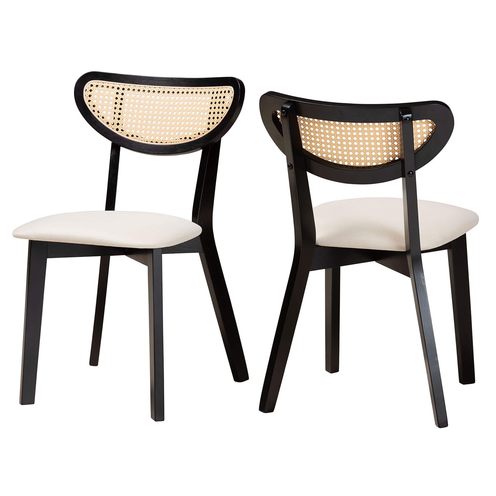 Baxton Studio - Dannell Mid-Century Modern Cream Fabric and Finished Wood 2-Piece Dining Chair Set - Cream/Black/Light Brown price history on PriceWatchPro