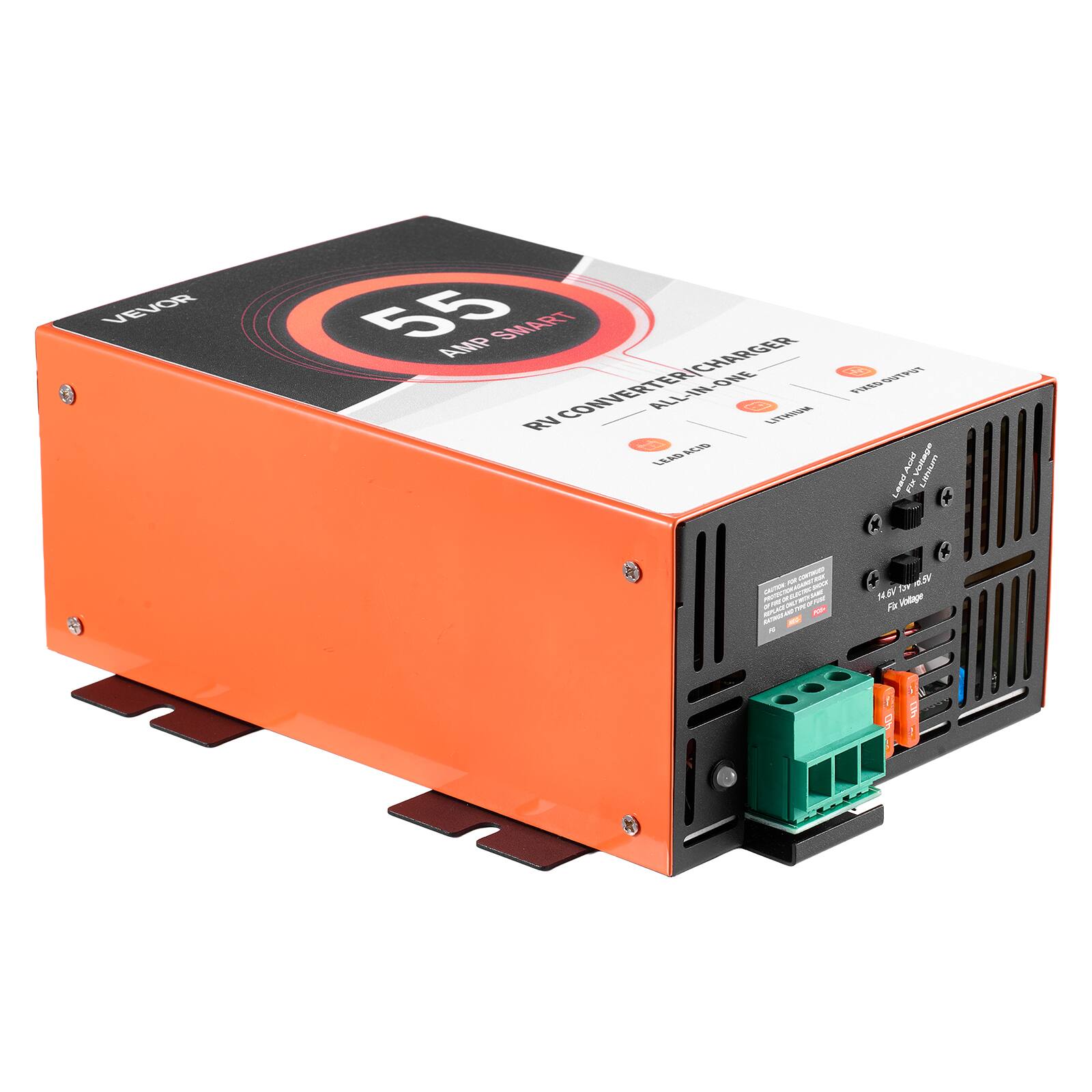 VEVOR  
55 AMP SMART CONVERTER/CHARGER  
FIXED OUTPUT RV ALL-IN-ONE  
A LITHIUM LEAD ACID Voltage Acki Lithium Lead  
XIA  
or curtor 2018 POP Mis n  
vct ve 14.64 Voltage Fir