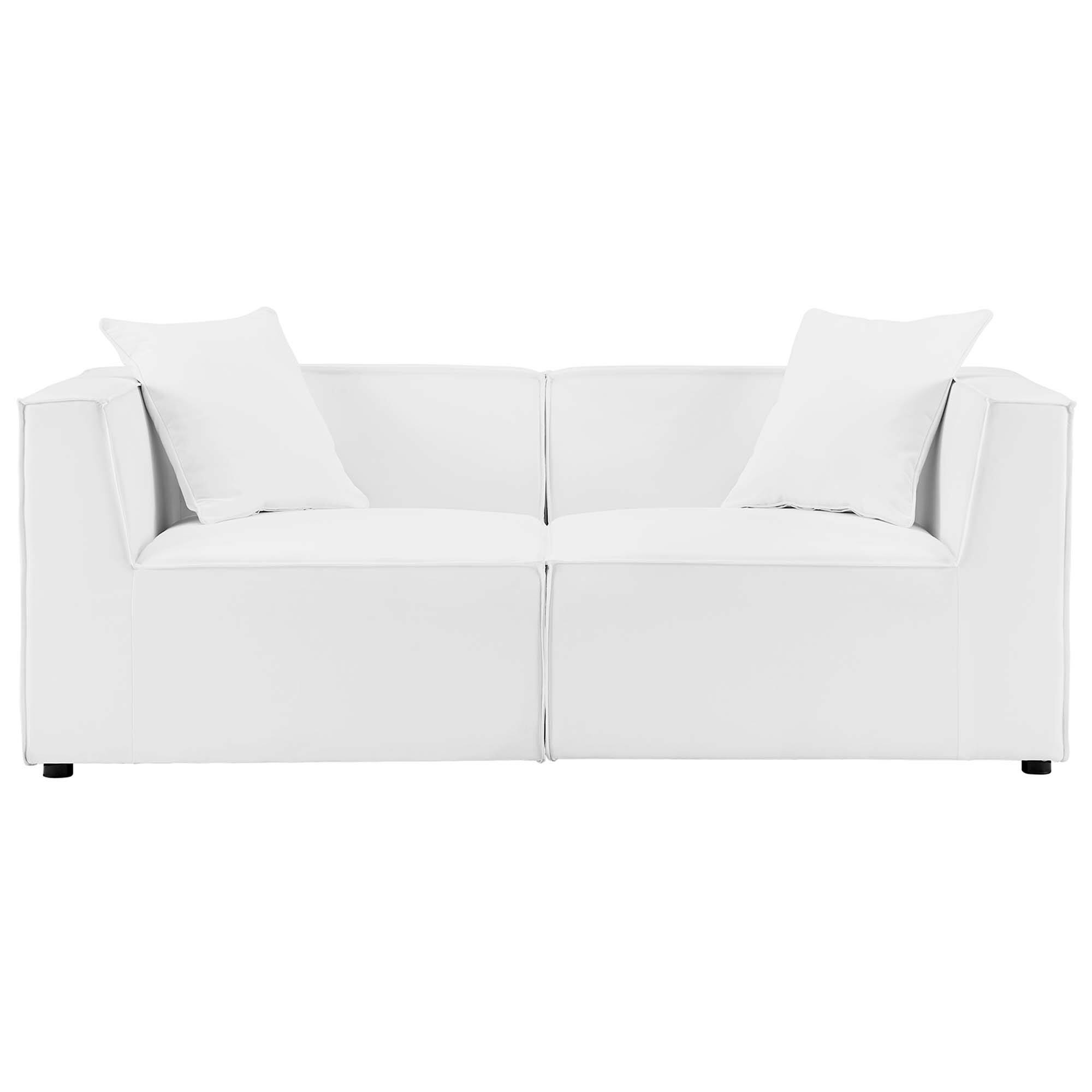 Angle. Modway - Saybrook 2-Piece Outdoor Patio Upholstered Sectional Sofa Loveseat by Modway - White.
