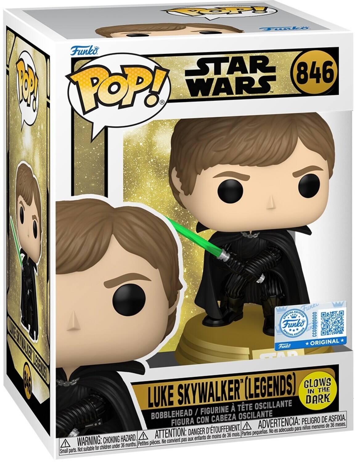 Funko POP! STAR WARS 846 1M POP! WARS Funk SPECIAL EDITION Funko CCO0000000 LE E SPECIAL THIod ETTEE ORIGINAL Furhs EES SKYWALKER' (LEGENDS) GLOWS IN THE DARK BOBBLEHEAD / FIGURINE OSCILLANTE FIGURA CON CABEZA ADVERTENCIA: PELIGRO DE ASFIXIA. Niños menores de 36 meses. ATTENTION: DANGER D'ETOUFFEMENT. Partes pequeñas. N es adecuado para de menos de 36 mois. WARNING: CHOKING HAZARD. convient pas aux enfants Petites pièces. Ne convient pas aux enfants under 36 months, Not suitable for Small parts.