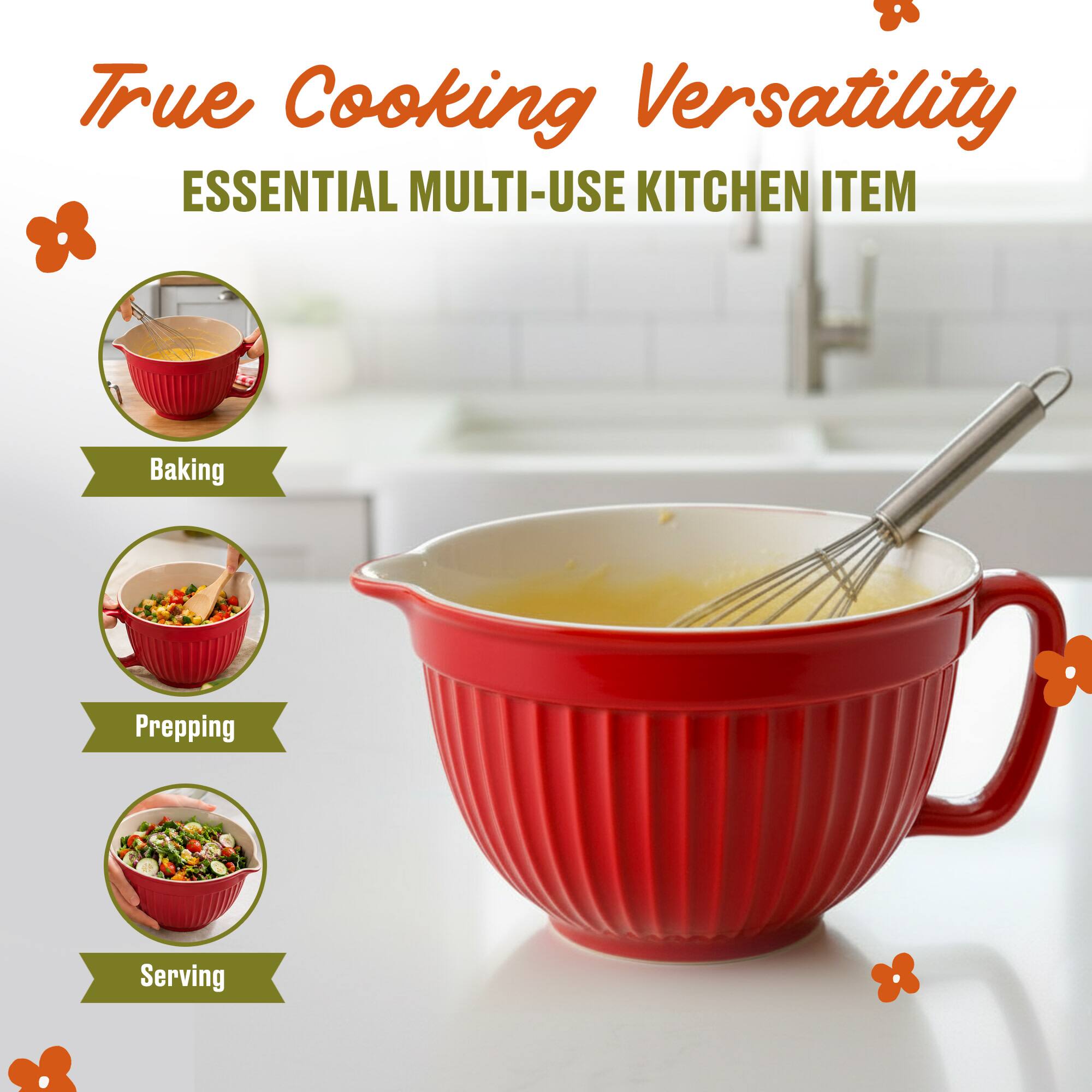True Cooking Versatility  
ESSENTIAL MULTI-USE KITCHEN ITEM  
Baking  
Prepping  
Serving