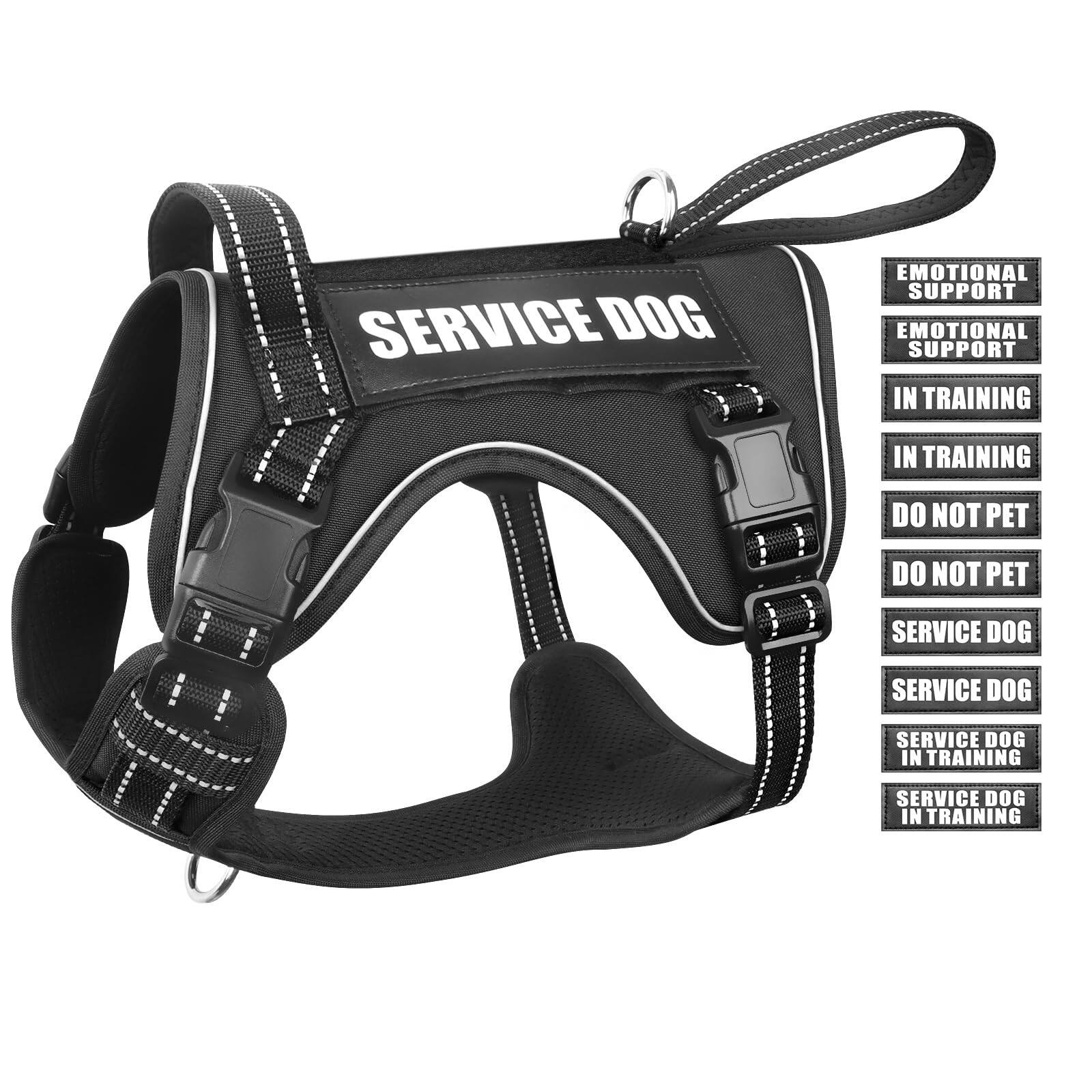 Paradigms Interiors - Dog Harness No Pull For Dogs With Handle & Molle Service Vest In Pet - Black-Small