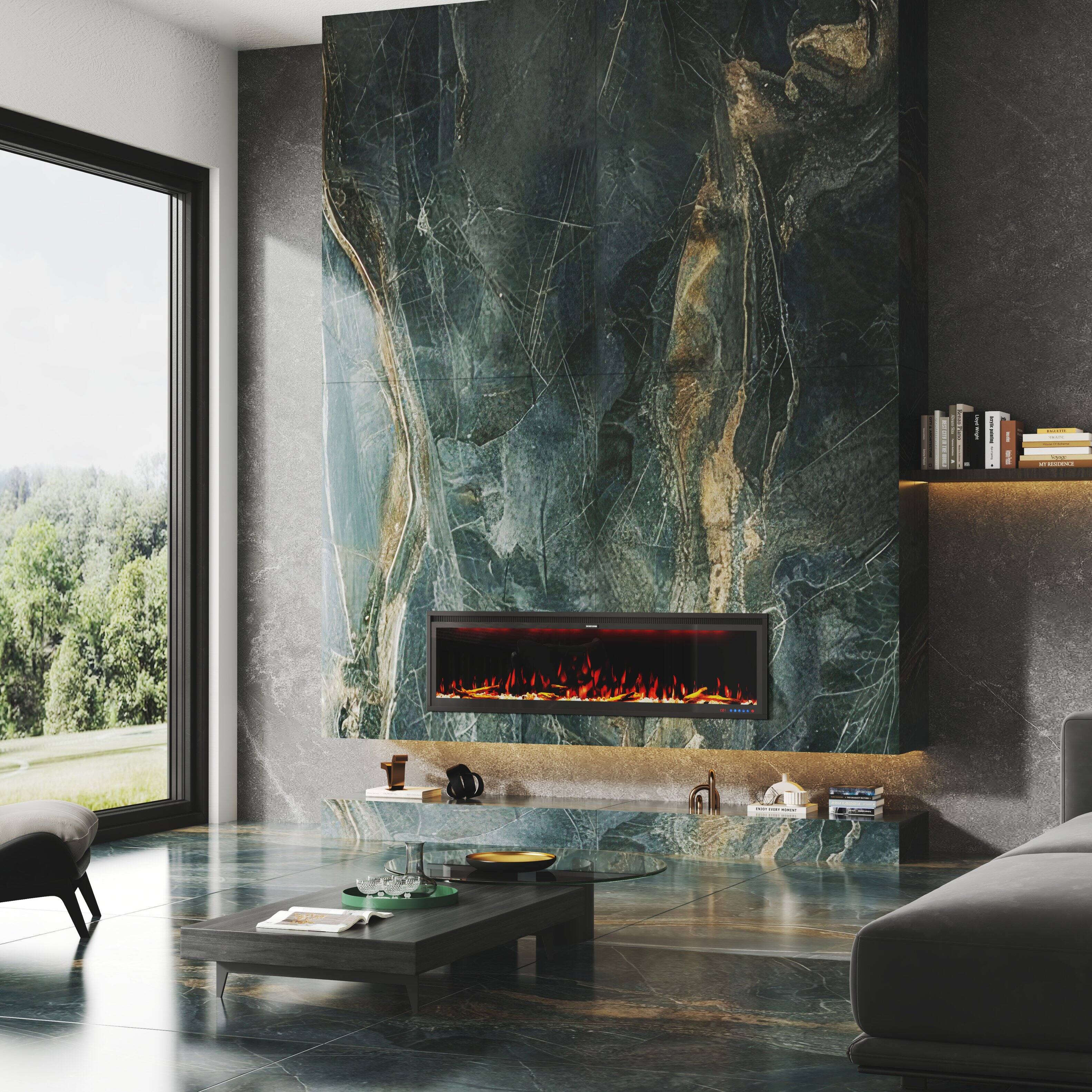 Alt View 7. Mondawe - 50" Wall Mounted/Recessed-in Electric Fireplace with Smart WIFI - Black.