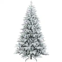 Homcom - Artificial Flocked Christmas Tree with Snow Tips, Easy Assembly - Green