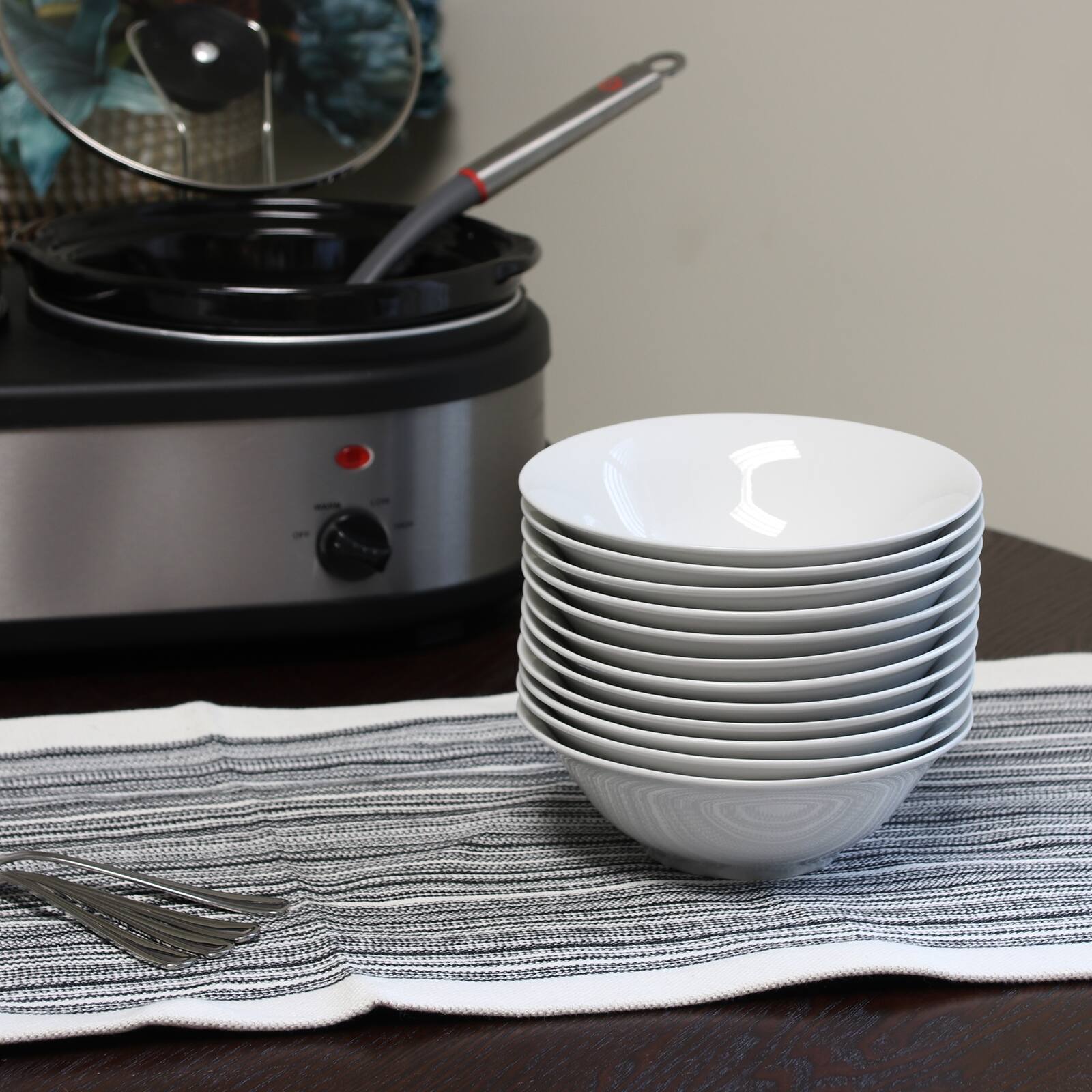 Alt View 2. Gibson - Gibson Home Noble Court 7 Inch Fine Ceramic Bowls in White 12 Piece Set - White.