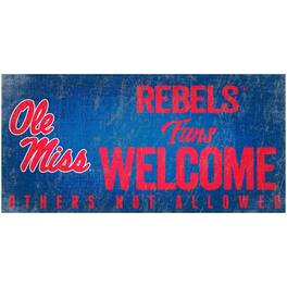 Fan Creations - Ole Miss Rebels 6" x 12" Fans Welcome Sign - Multicolor