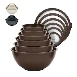 Bakken- Swiss - Bakken Master 12-Piece Mixing Bowl Set with Lids – BPA-Free, Microwave, Freezer & Dishwasher Safe - Brown