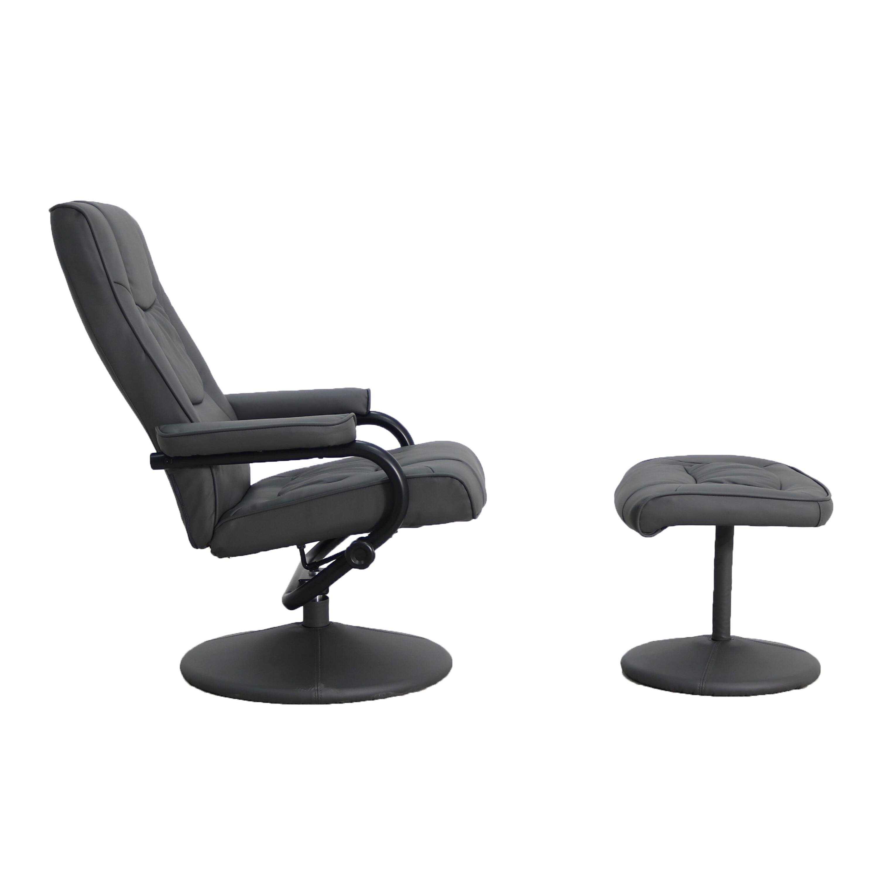 Alt View 8. Emma + Oliver - Contemporary Multi-Position Recliner & Ottoman w/ Wrapped Base - Gray.