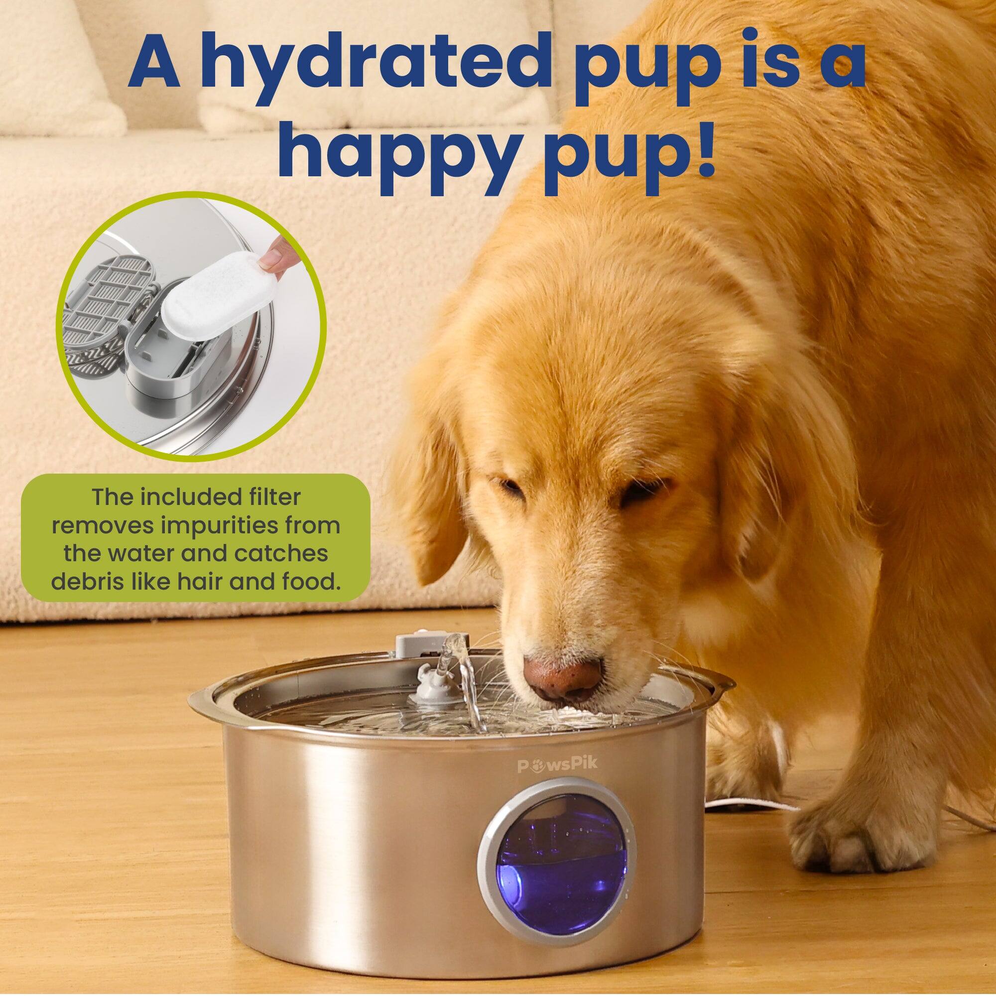 A hydrated pup is a happy pup!

The included filter removes impurities from the water and catches debris like hair and food.

PawsPik