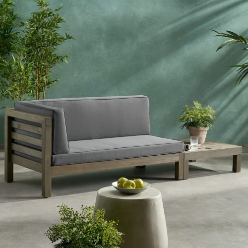 Siljoy - OANA Corner Bench with Coffee Table - Dark Grey | Modern L-Shaped Seating Set for Living Room/Entryway -  DARK GREY 