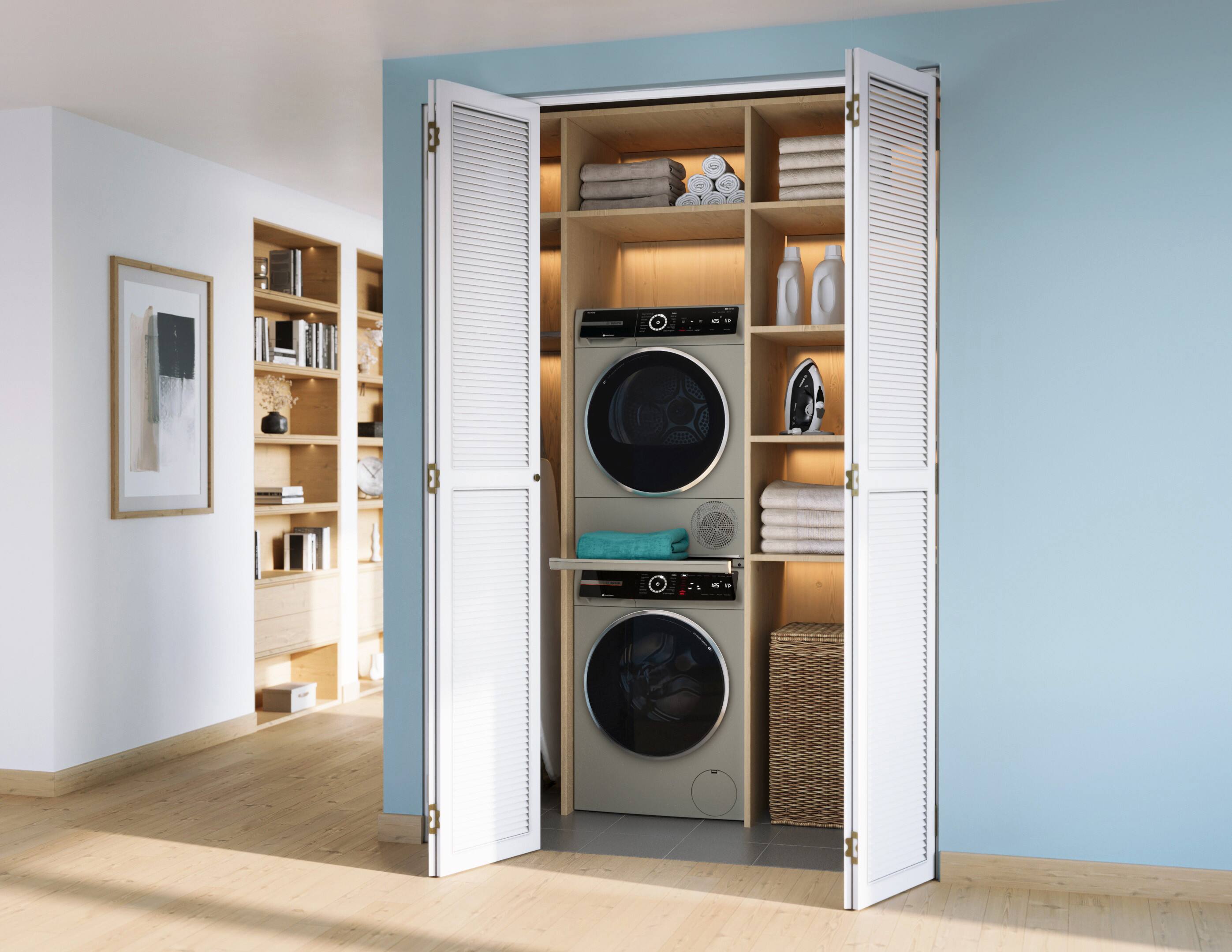 Alt View 11. Bosch - 800 Series 2.4 Cu. Ft. High-Efficiency Stackable Smart Front Load Washer with Steam and 4D Wash System - Pearl steel.