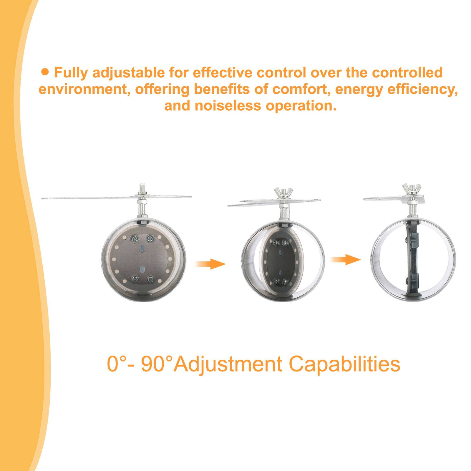Fully adjustable for effective control over the controlled environment, offering benefits of comfort, energy efficiency, and noiseless operation. 0° - 90° Adjustment Capabilities