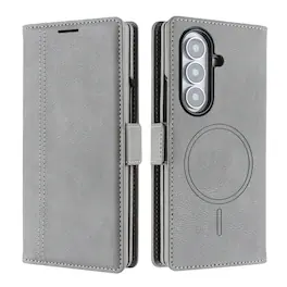 UUCOVER - Magnetic Detachable Wallet RFID Blocking Case for Samsung Galaxy Z Fold8 Ultra Leather Compatible with MagSafe Cover - Gray
