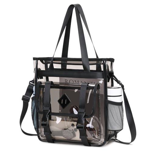 Front. Vulpecula Spade - Clear Tote Bag Stadium Approved 12x6x12, Thickened Heavy Duty PVC Transparent Tote Bag Water Resistant - Semi-black.