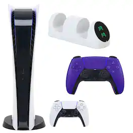 PS5 Digital Console with Extra Purple Dualsense Controller and Dual Charging Dock - PlayStation 5