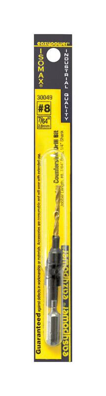 eazypower ISOMAX INDUSTRIAL 30049 #8 7/64" 2.8mm Countersink Drill Bit 1/4" Shank. 28mm Length. Bor extended Countersink 7/64" with 8 AM. Quality consumable accessories. Guaranteed against defects in workmanship.