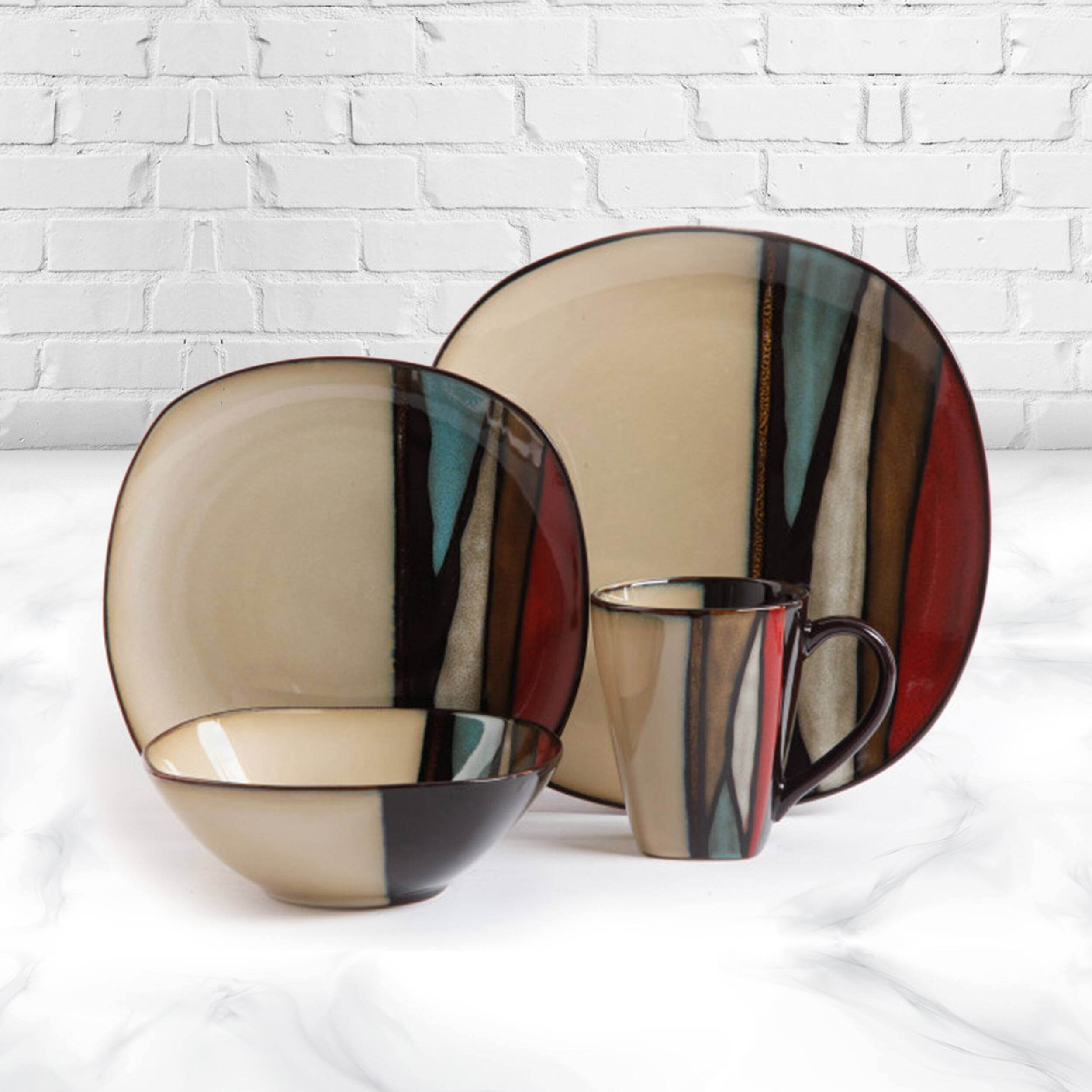 Alt View 1. Gibson - Gibson Elite Althea 16-Piece Stoneware Dinnerware Set, Red - Red.