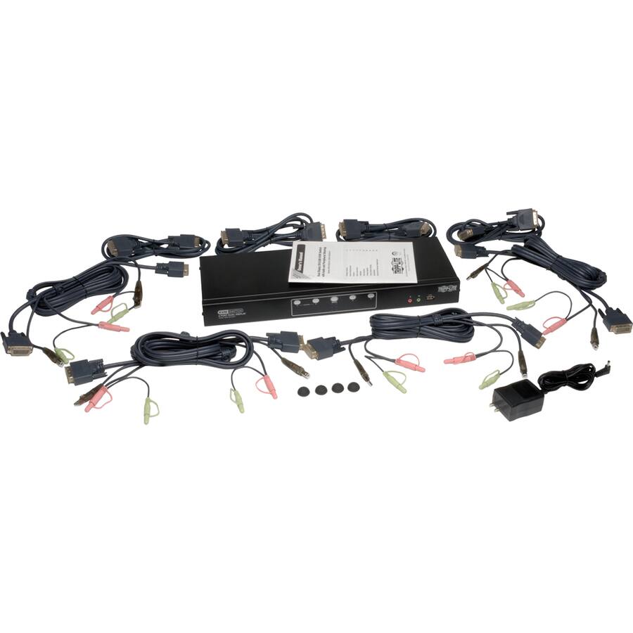 Alt View 4. Tripp Lite - 4-Port Dual Monitor DVI KVM Switch with Audio and USB 2.0 Hub - Black.