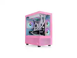 Thermaltake - View 170 TG ARGB m-ATX Case, 3x120mm ARGB Fans, 280mm Rad, 340mm GPU, 160mm Cooler, Bubble Pink - Bubble Pink