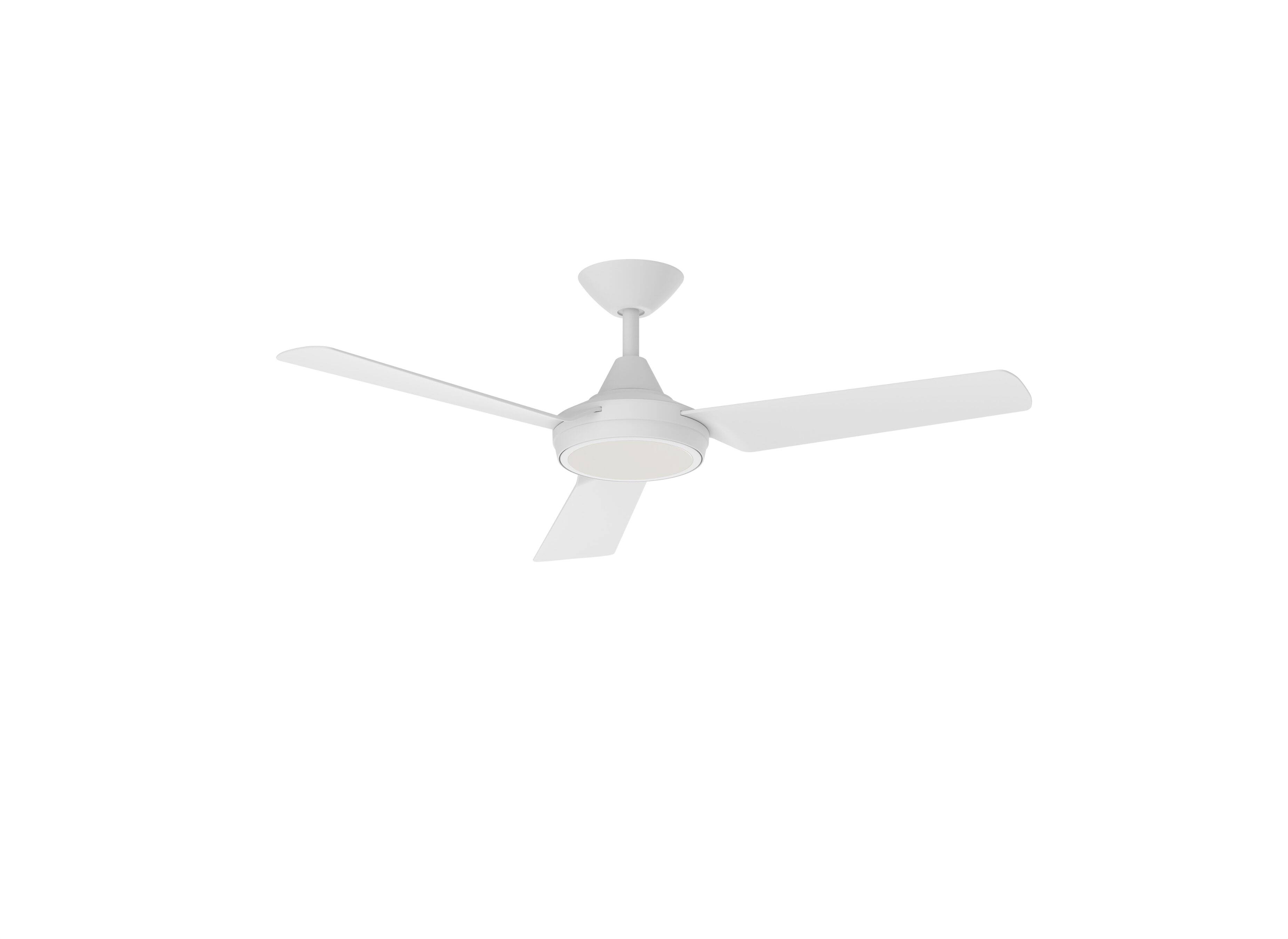 Alt View 4. ENLIGHT - 52" Smart DC Ceiling Fan, CCT & Dimmable Light, Efficient + Quiet DC Motor, Reverse Mode, Matter, 3 Blade, Damp Rated - White.