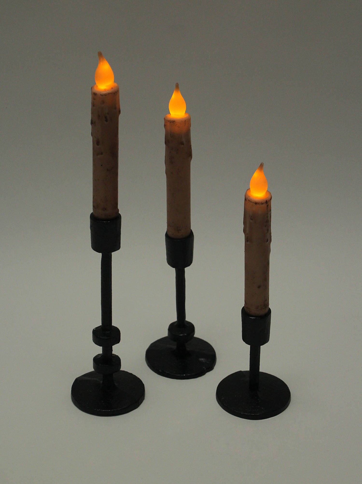 Alt View 2. Zeckos - Set of 3 Mid-Century Modern Style Black Cast Iron Metal Taper Candle Holder - Black.
