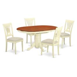 East West Furniture - AVPL5-WHI-C 5 Pc dinette set - Dinette Table and 4 dinette Chairs - Buttermilk & Cherry