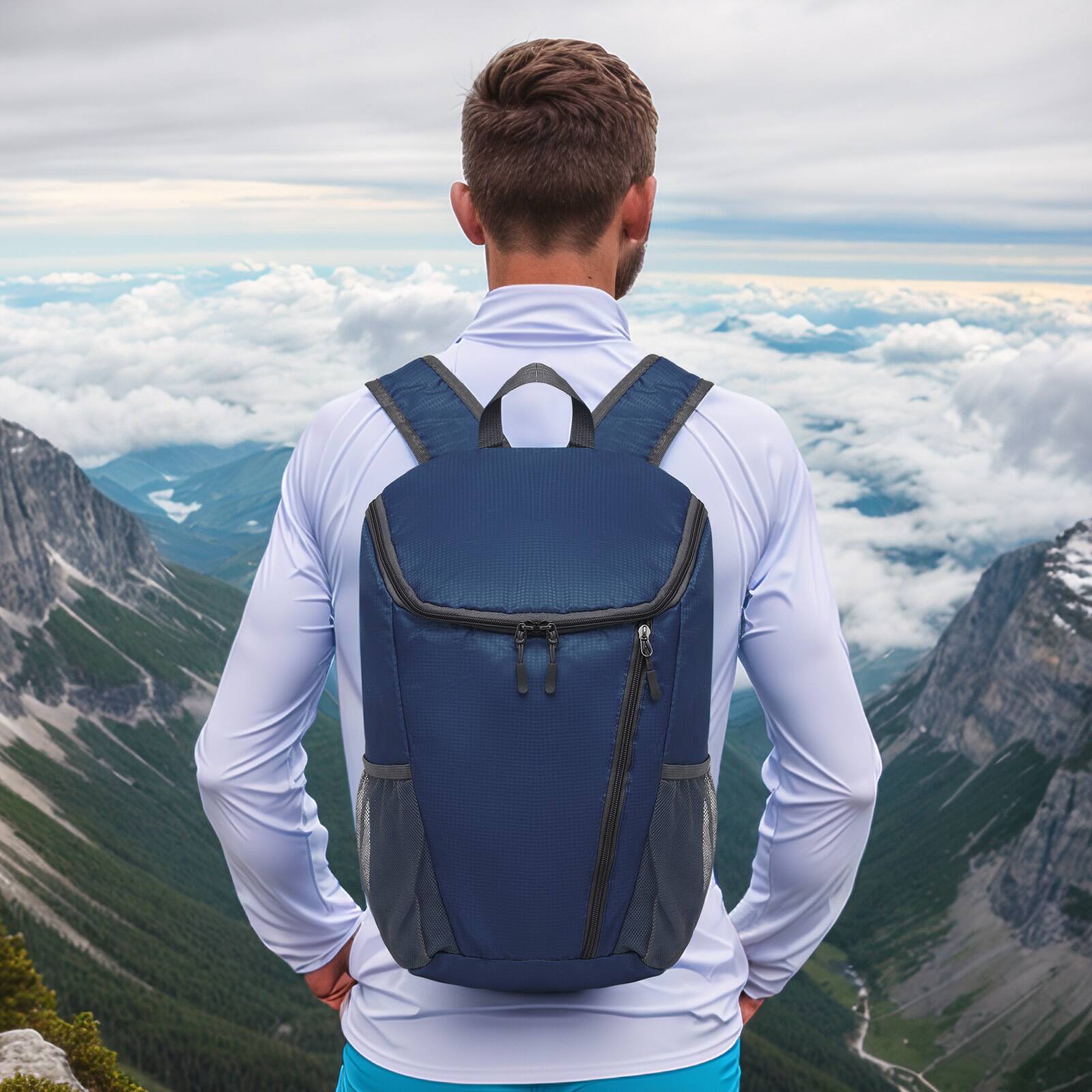 Alt View 6. Unique Bargains - Hiking Backpack 20L Packable Daypack Nylon with Adjustable Straps Lightweight Waterproof Outdoor Camping Travel - Blue.
