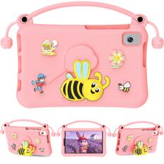 Front. Dteck - for Samsung Galaxy Tab A9 2023 & Tab A11 2025 (X133/X135) 8.7" Kids EVA Tablet Case,Shockproof Kickstand Cover + Handle - Pink.