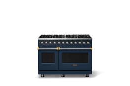Viking - Pro 5 Series 7.3Cu. Ft. Freestanding Sealed 8 Burner DF Convection Range/Griddle - Slate Blue w. Brushed Brass Trim - Slate Blue