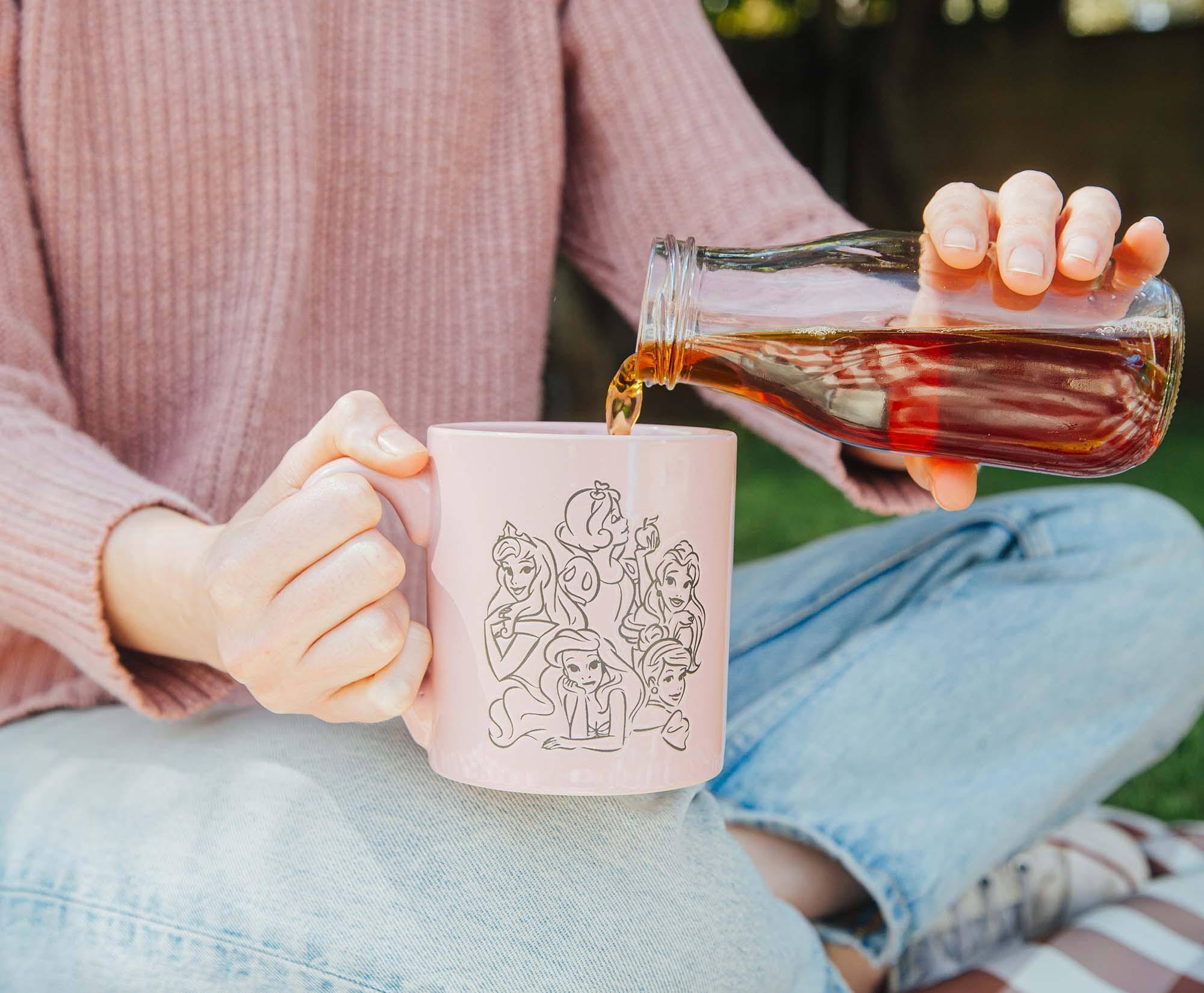 Alt View 5. Silver Buffalo - Disney Princess Pink Wax-Resist Ceramic Mug | Holds 14 Ounces - Pink.