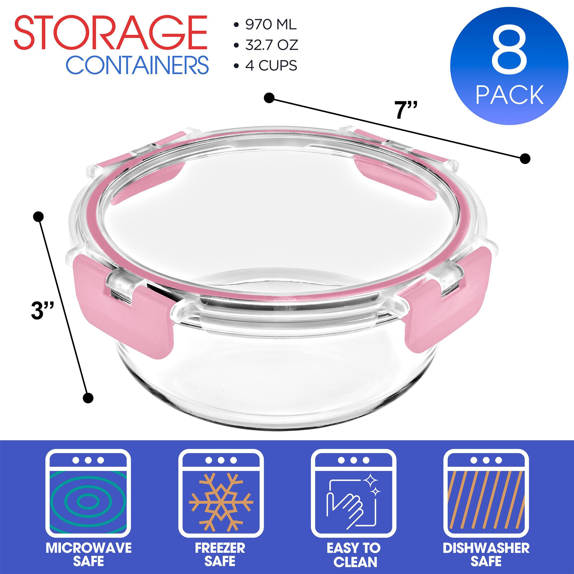 - STORAGE CONTAINERS
- 970 ML
- 32.7 OZ
- 4 CUPS
- 7" DIAMETER
- 3" HEIGHT
- 8 PACK
- MICROWAVE SAFE
- FREEZER SAFE
- EASY TO CLEAN
- DISHWASHER SAFE