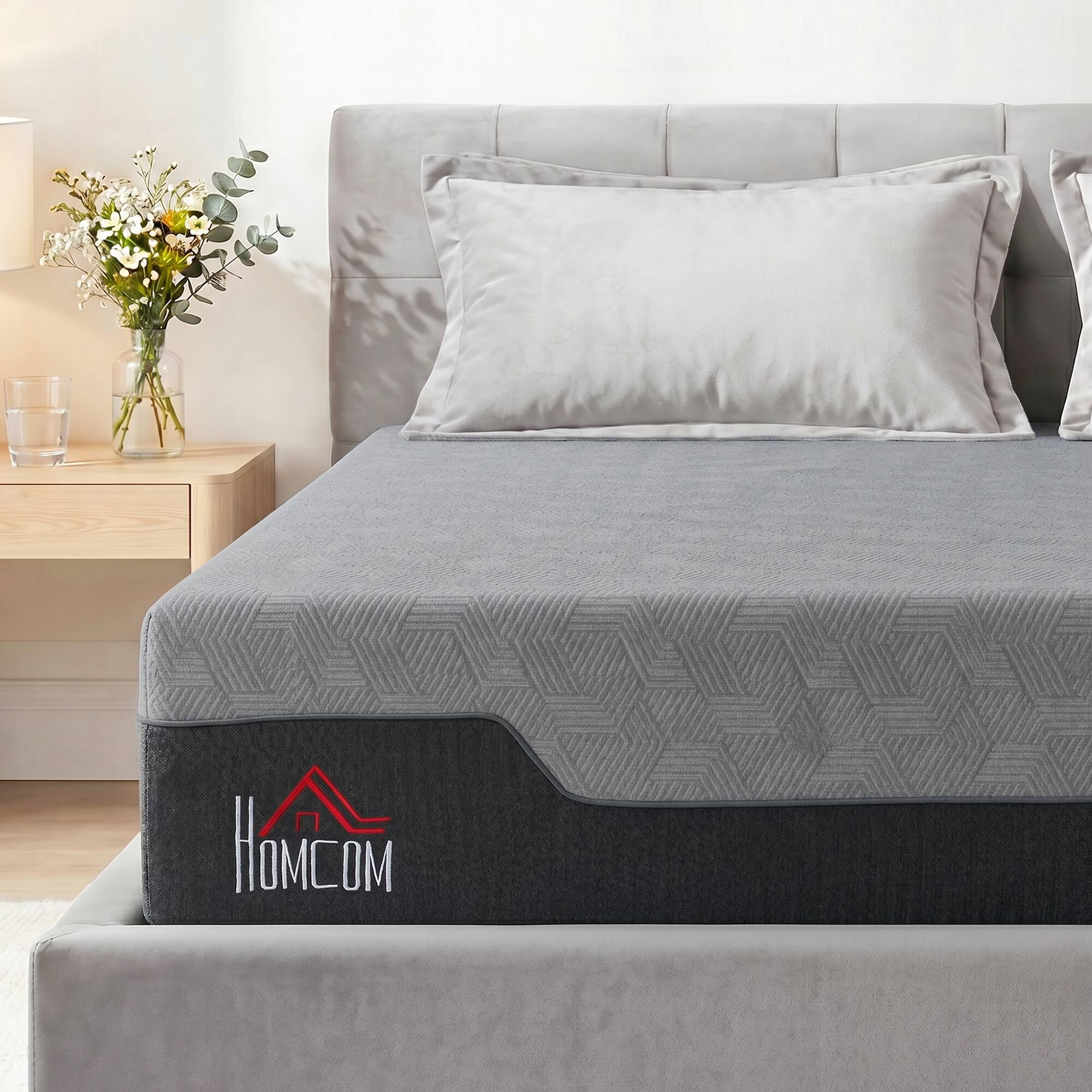 Alt View 1. Homcom - Mattress, 12 Inch Memory Foam Mattress for Pressure Relief, Graphene Gel Cooling Copper Bed in a Box - Gray.