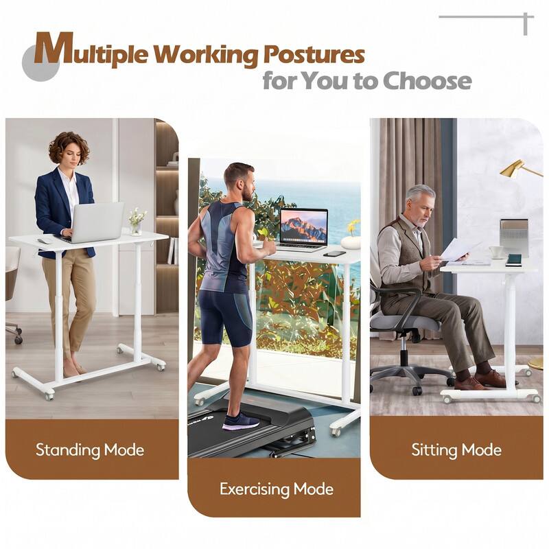 WELLFOR Standing Desk with Mobile Portable Rolling Wheels, Height ...