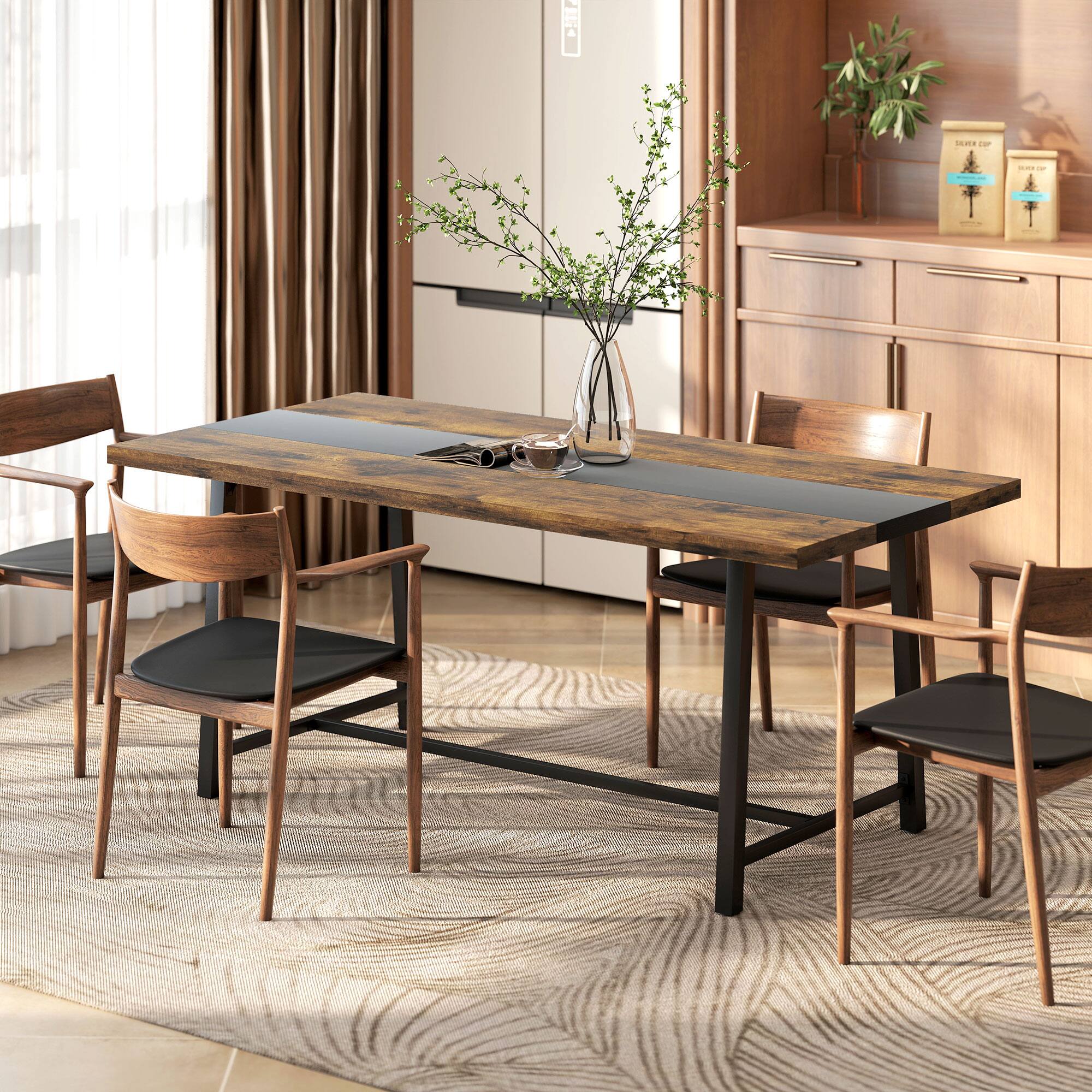 Alt View 8. Homcom - Kitchen Table for 8 People - Rustic Brown.