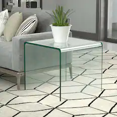 Front. Gymax - Gymax Tempered Glass End Table Transparent Sofa Side Accent Table Living Room - Transparent.